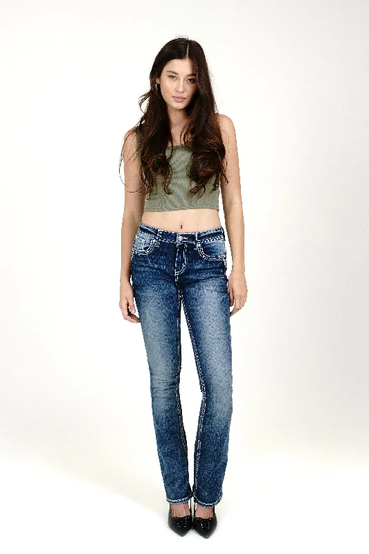 Steer Head Embellished Mid Rise  Bootcut Jeans