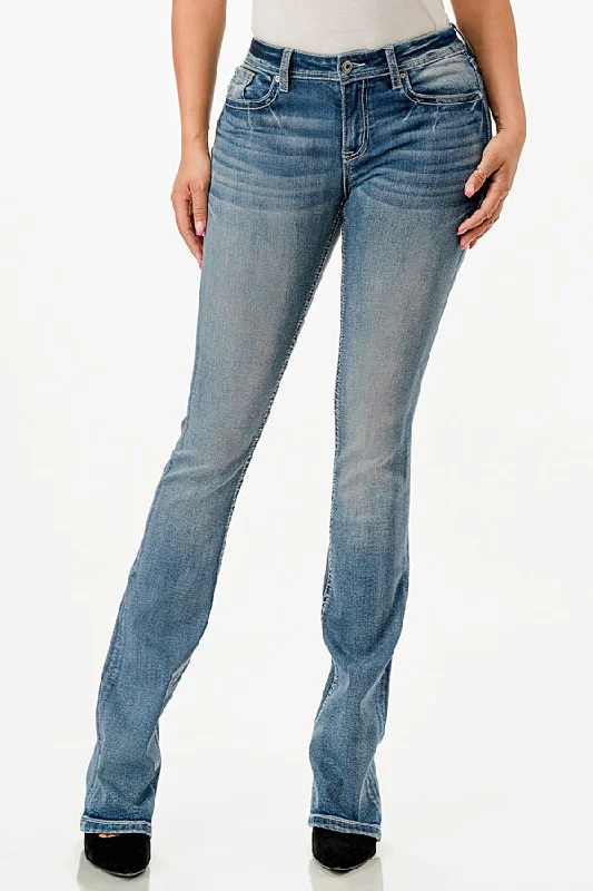 Aztec Embellished Mid-Rise Bootcut Jeans