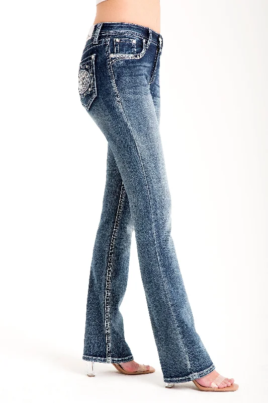 Texas Buckle Embellished Mid Rise Women's Bootcut Jeans