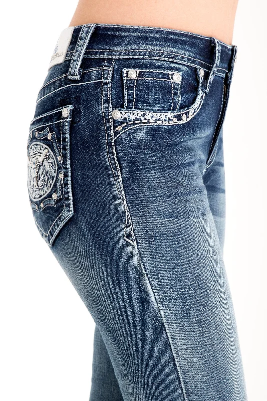 Texas Buckle Embellished Mid Rise Women's Bootcut Jeans