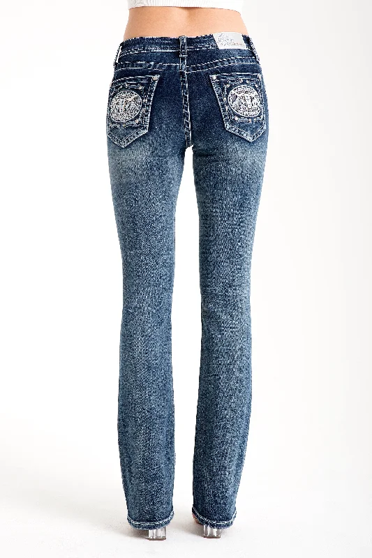 Texas Buckle Embellished Mid Rise Women's Bootcut Jeans