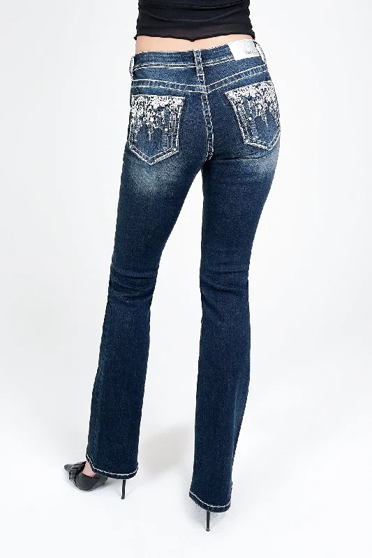 Cactus 3D Modify Embellished Mid Rise Bootcut Jeans