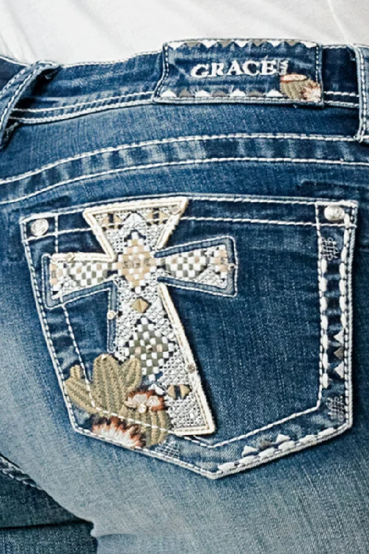 Cross /Cactus Embellished Jeans