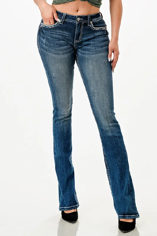 Cross Embellished Women's Bootcut Jeans