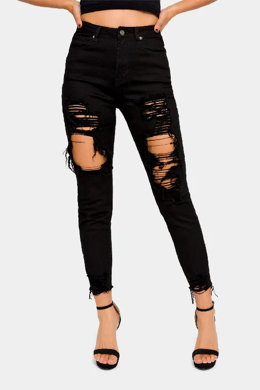 Destroyed High Rise Skinny Jeans