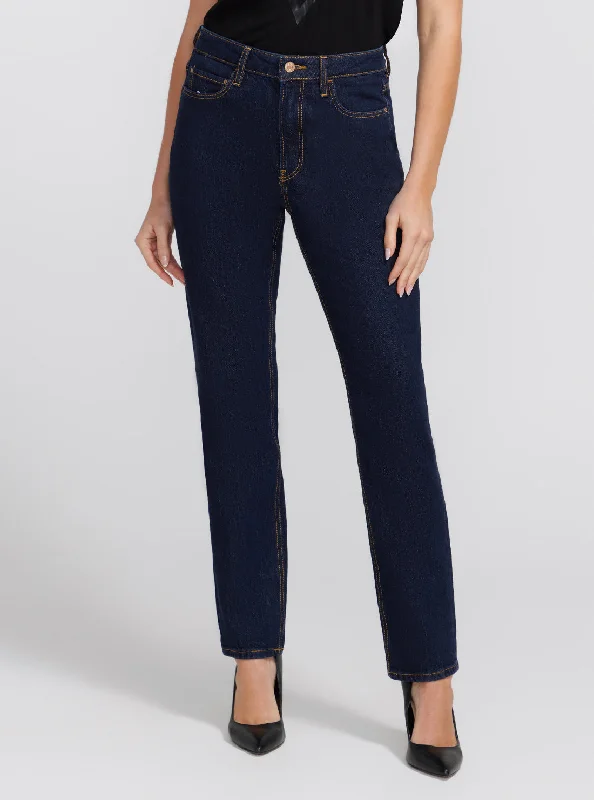 Eco Girly Mid-Rise Denim Jeans in Dark Blue