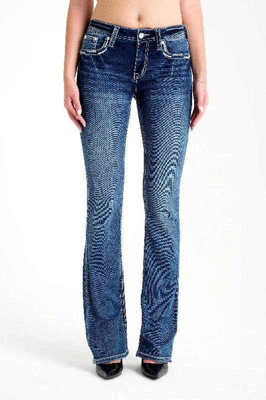 Feathers Mid Rise Bootcut Embellished Jeans