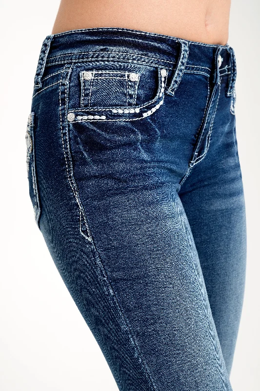 Feathers Mid Rise Bootcut Embellished Jeans