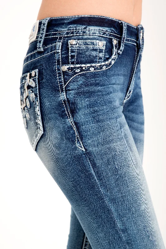 Feather Necklace Embellished Women's Bootcut Jeans