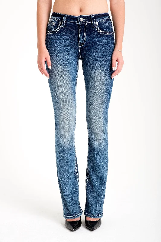 Feather Necklace Embellished Women's Bootcut Jeans