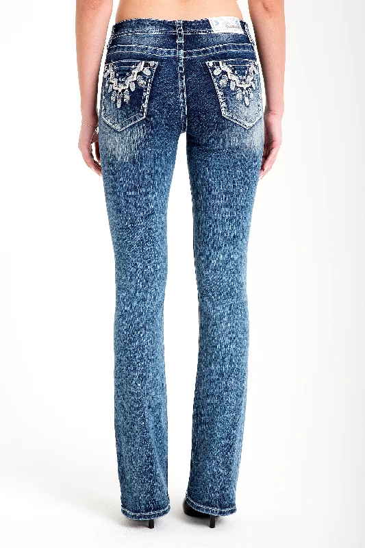 Feather Necklace Embellished Women's Bootcut Jeans