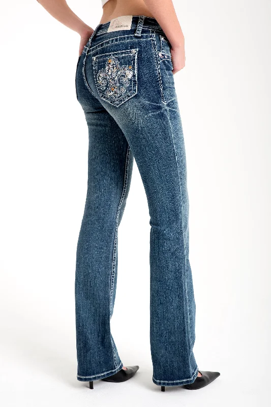 Flu Dee Lee Embellished Mid Rise Women's Bootcut Jeans