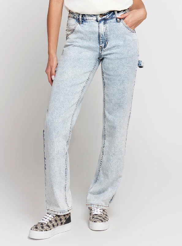 GUESS Originals Kit Mid-Rise Carpenter Denim Jeans in Jackie Acid Wash