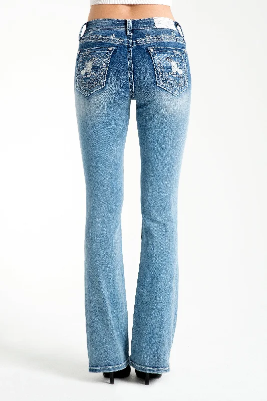 Hats/Boots Mid Rise Bootcut Embellished Jeans