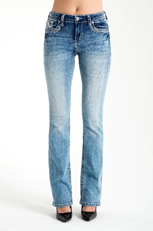 Hats/Boots Mid Rise Bootcut Embellished Jeans