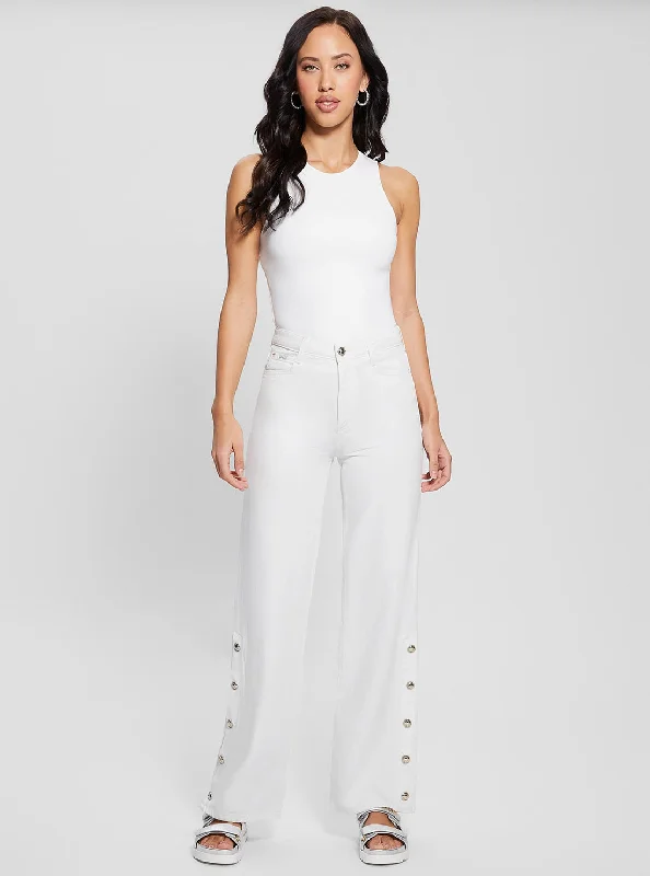 High-Rise Paz Wide Leg Denim Jeans in White