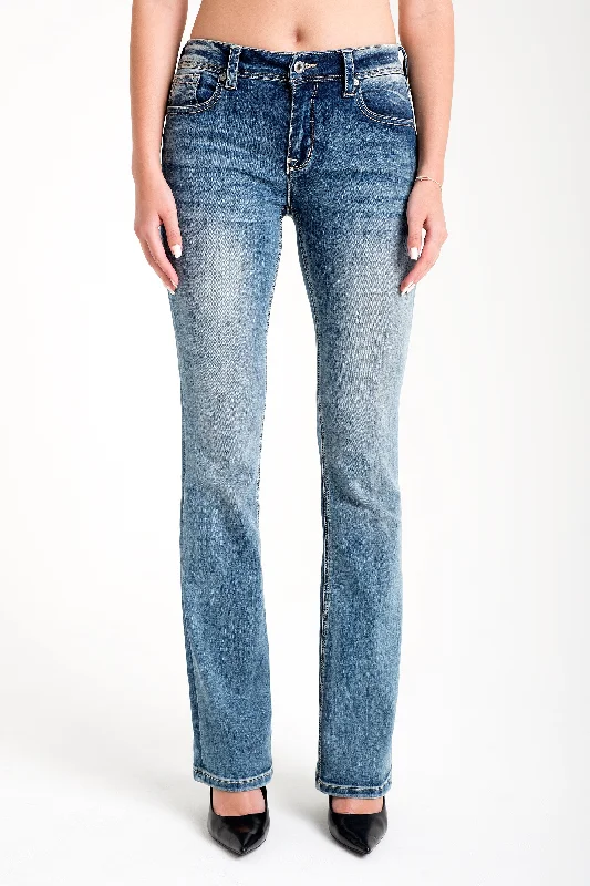 Simple Stitches Detail Mid Rise Bootcut Jeans