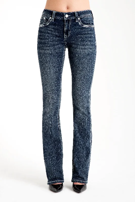 Floral Steer Head Bootcut Embellished Jeans