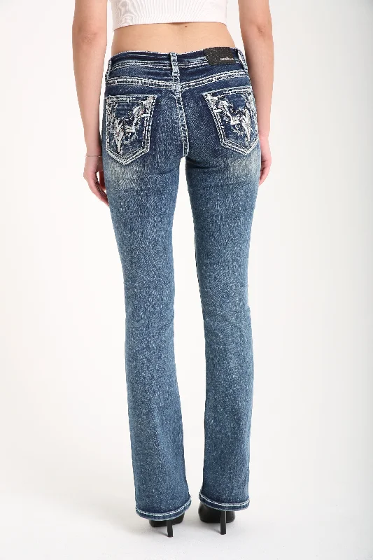 Whimsical Embellished Mid Rise Women's Bootcut Jeans