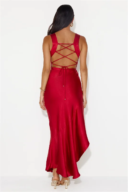 Flashy Sorièe Satin Maxi Dress Red