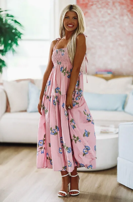 Passion Flower Midi Dress - Pink