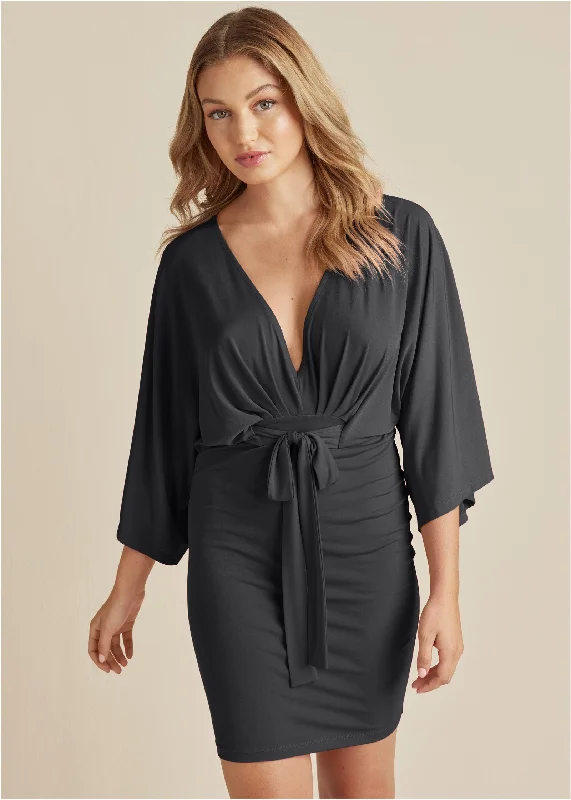 Tie front dress - Black