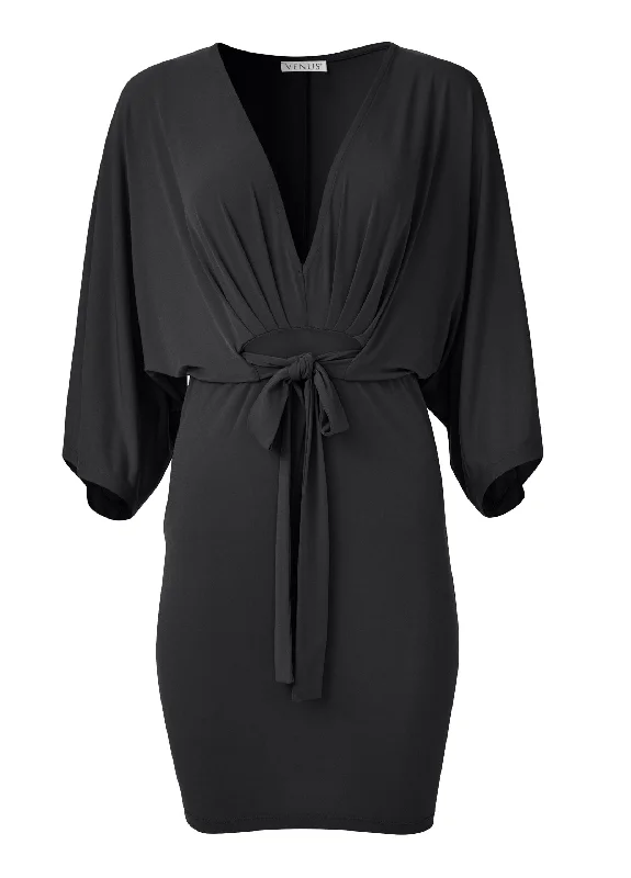 Tie front dress - Black