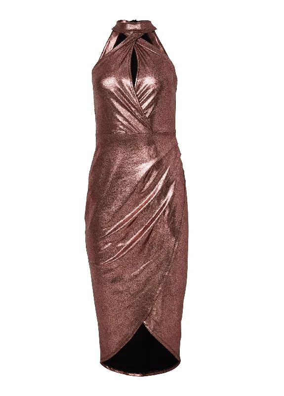 Shimmer midi dress - Rose Gold