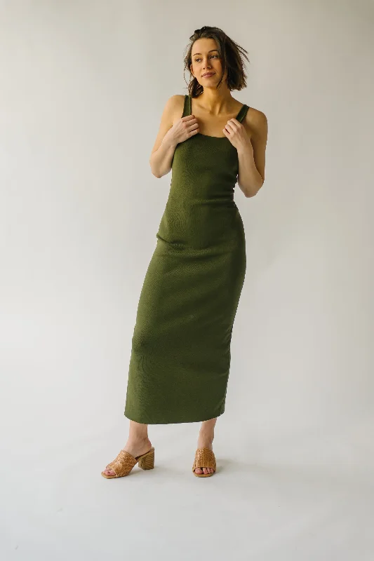 The Dray Tank Midi Dress in Olive Green