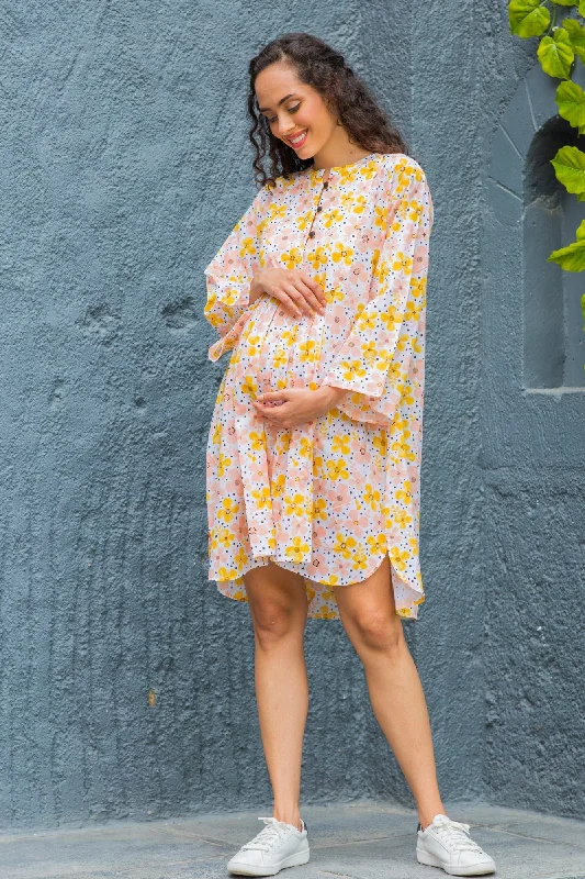 Easy Breezy Pastel Maternity & Nursing Knee Dress (100% Cotton)