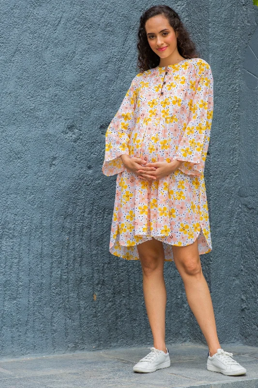 Easy Breezy Pastel Maternity & Nursing Knee Dress (100% Cotton)