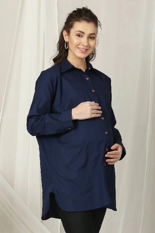 French Navy Maternity & Nursing Shirt (100% Cotton)