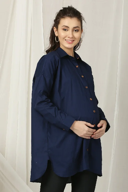 French Navy Maternity & Nursing Shirt (100% Cotton)