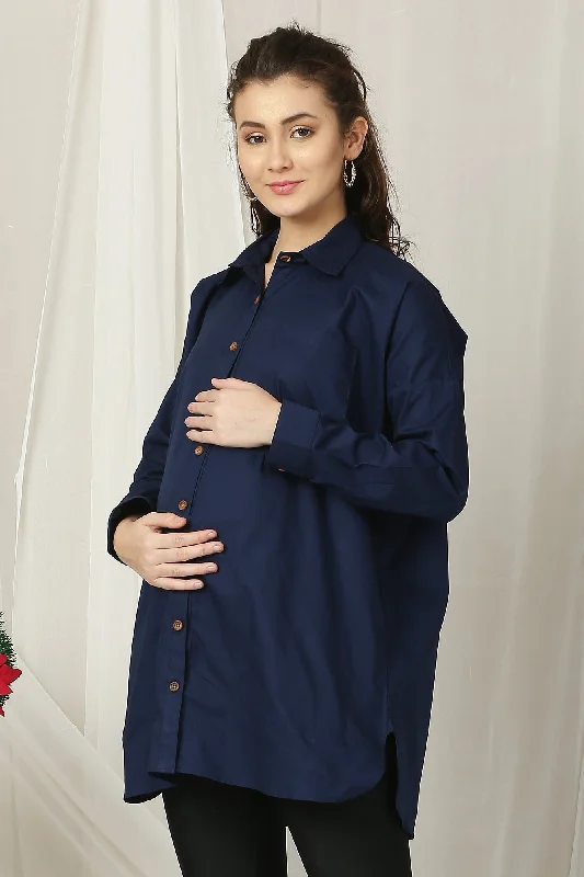 French Navy Maternity & Nursing Shirt (100% Cotton)