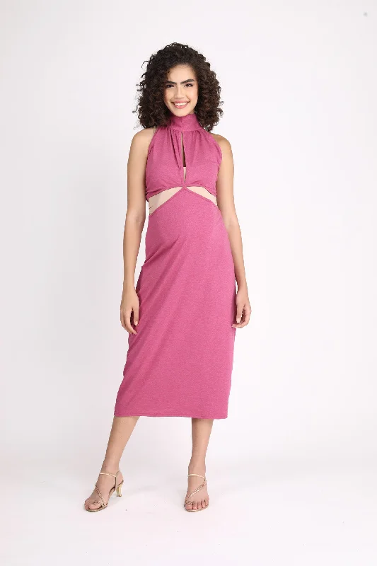 Gorgeous Mauve Maternity Fitted Dress