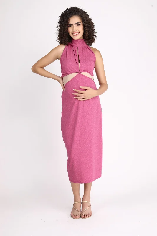 Gorgeous Mauve Maternity Fitted Dress