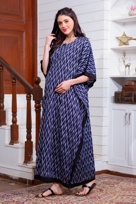 Indigo Cotton Maternity & Nursing Kaftan