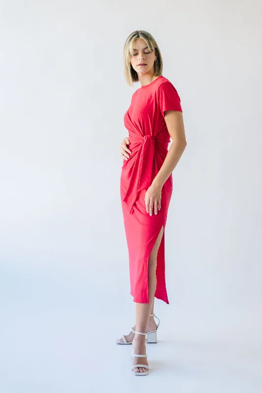 The Cortina Tie Detail Midi Dress in Lipstick