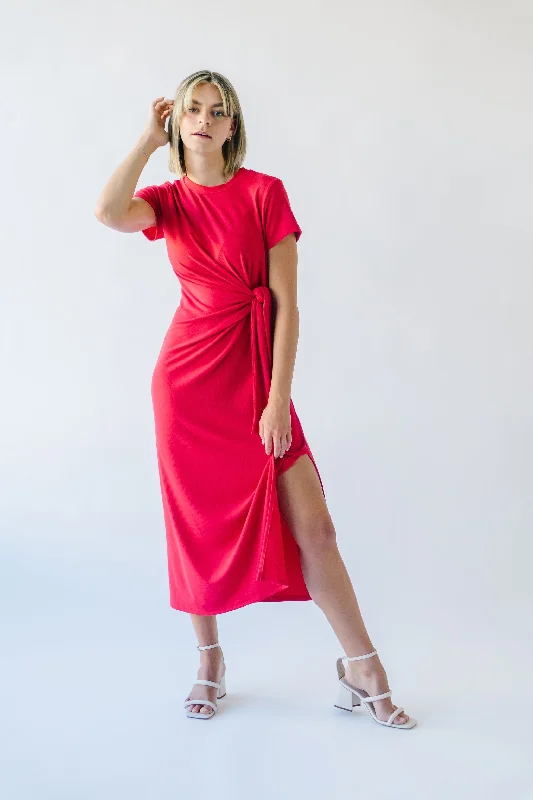 The Cortina Tie Detail Midi Dress in Lipstick