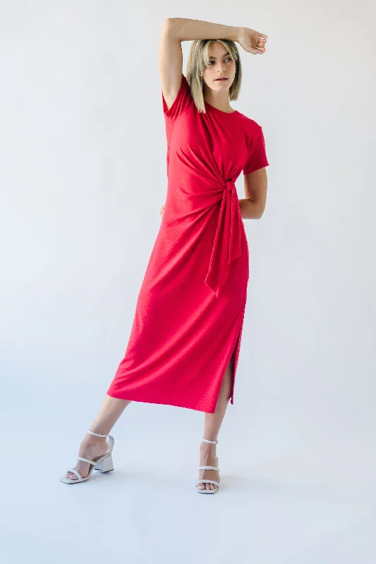 The Cortina Tie Detail Midi Dress in Lipstick