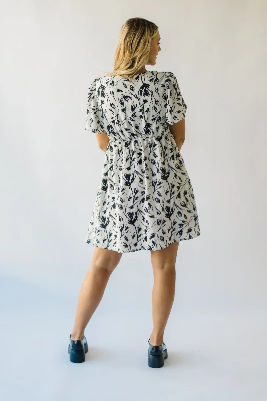 The Hopkin Button Detail Floral Dress in Cream