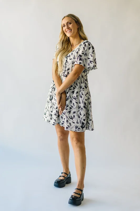 The Hopkin Button Detail Floral Dress in Cream