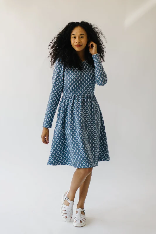 The Yerington Patterned Dress in Blue Multi