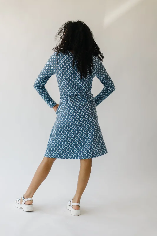 The Yerington Patterned Dress in Blue Multi