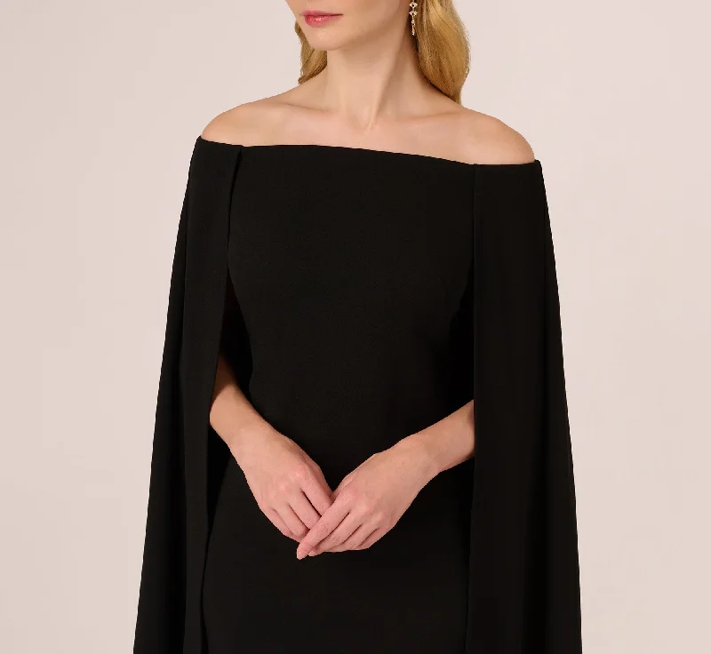 Off The Shoulder Cape Dress In Black