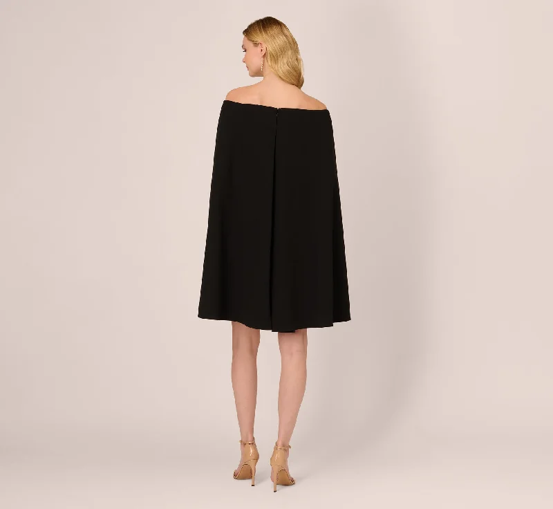 Off The Shoulder Cape Dress In Black