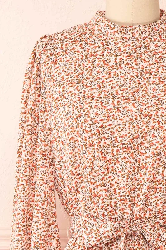 Asma | Short Floral Dress w/ High Collar