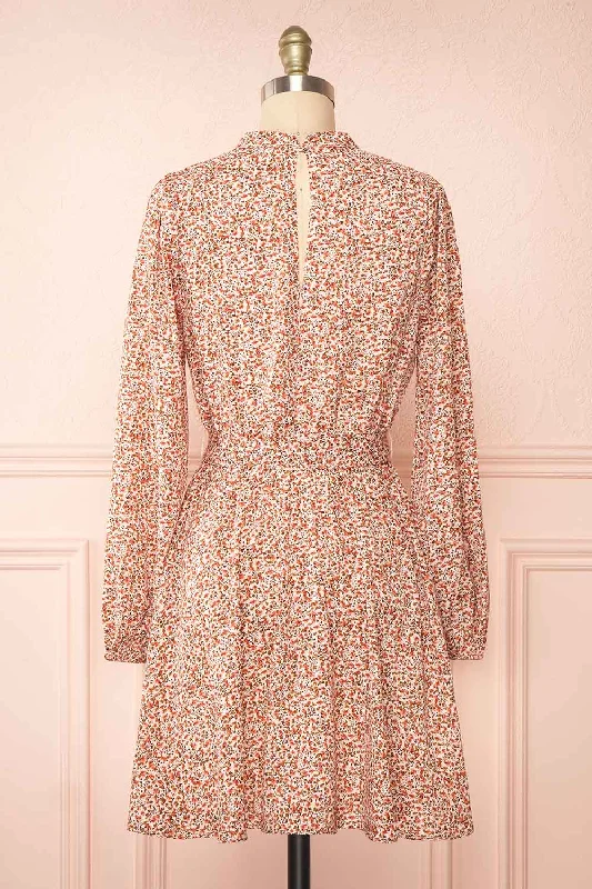 Asma | Short Floral Dress w/ High Collar