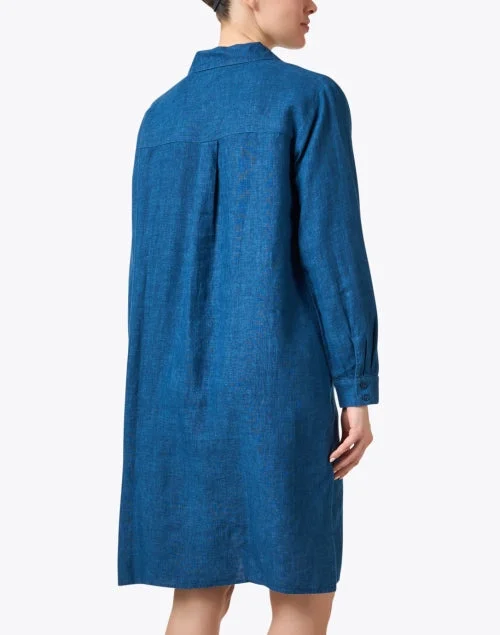 Blue Linen Shirt Dress