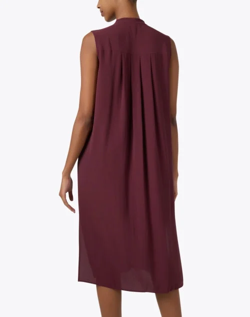 Burgundy Silk Pleated Dress